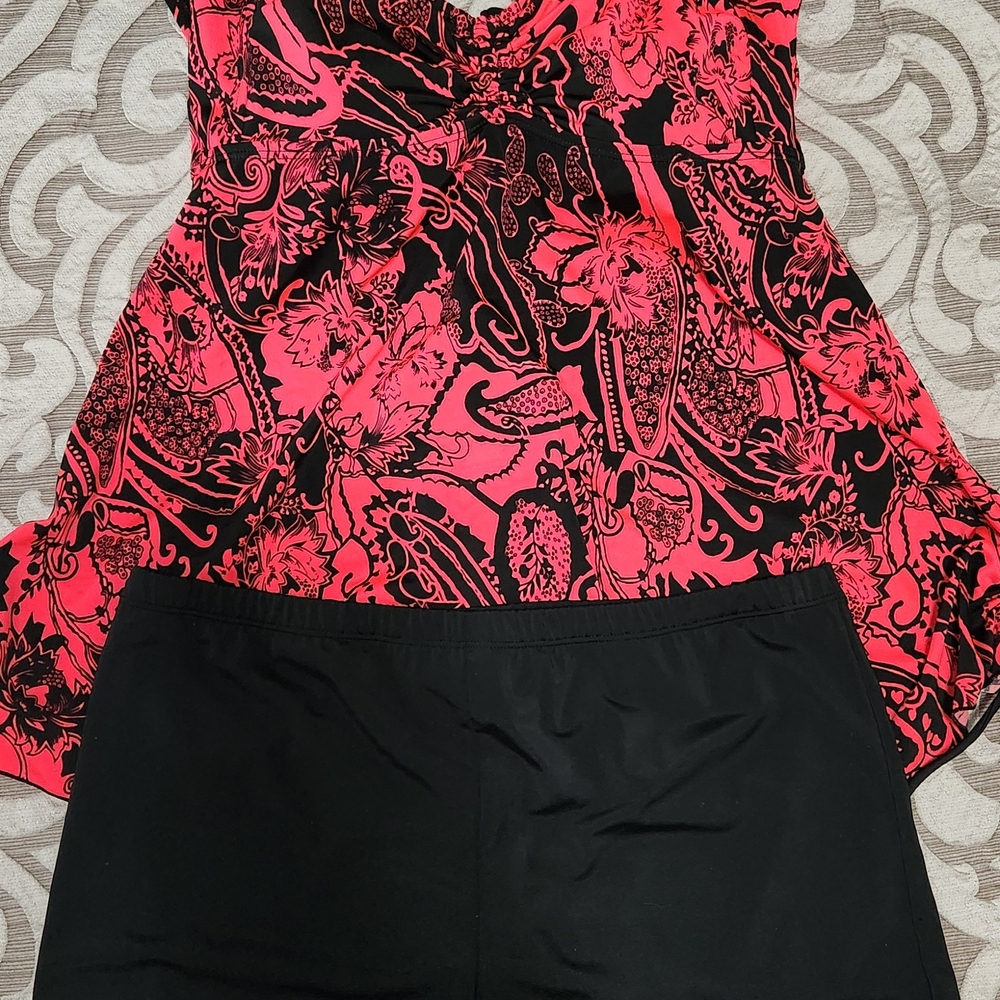 Floral Pink and Black Top